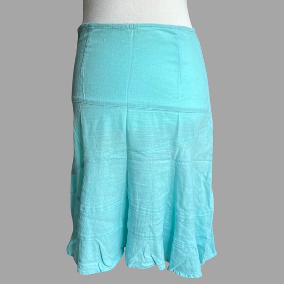 Papaya by Chico’s Blue Linen Skirt Women’s Size Small – Flowy Hem, Made in USA - Picture 2 of 7